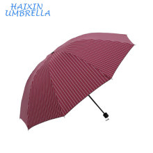 Promocional propio diseño de impresión personalizada portátil de una sola capa Mini Strong líneas blancas impresas 3 plegable paraguas fábrica de China